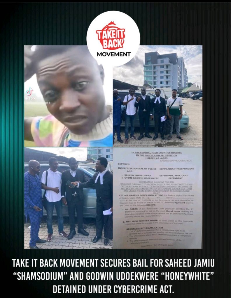 Take It Back Movement Secures Freedom for Shamsodium, Godwin Udoekwere Detained Under Cybercrime Act